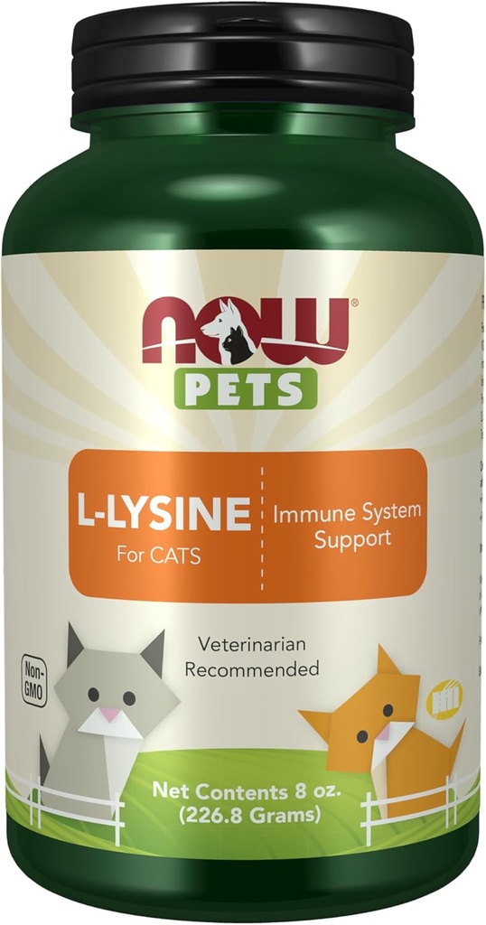 Şimdi Pet Health, L-Lysine Supplement, Toz, Cats, NASC sertifikalı, 8-Ounce
