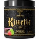 Ambrosia Organic Mushroom Pre Workout Toz witht Tinaine 3g | Lion's Mane, Cordyceps & Reishi | Clean Pre Workout | Mushroom Energy & Focus | 24 hizmet | Strawberry Guava