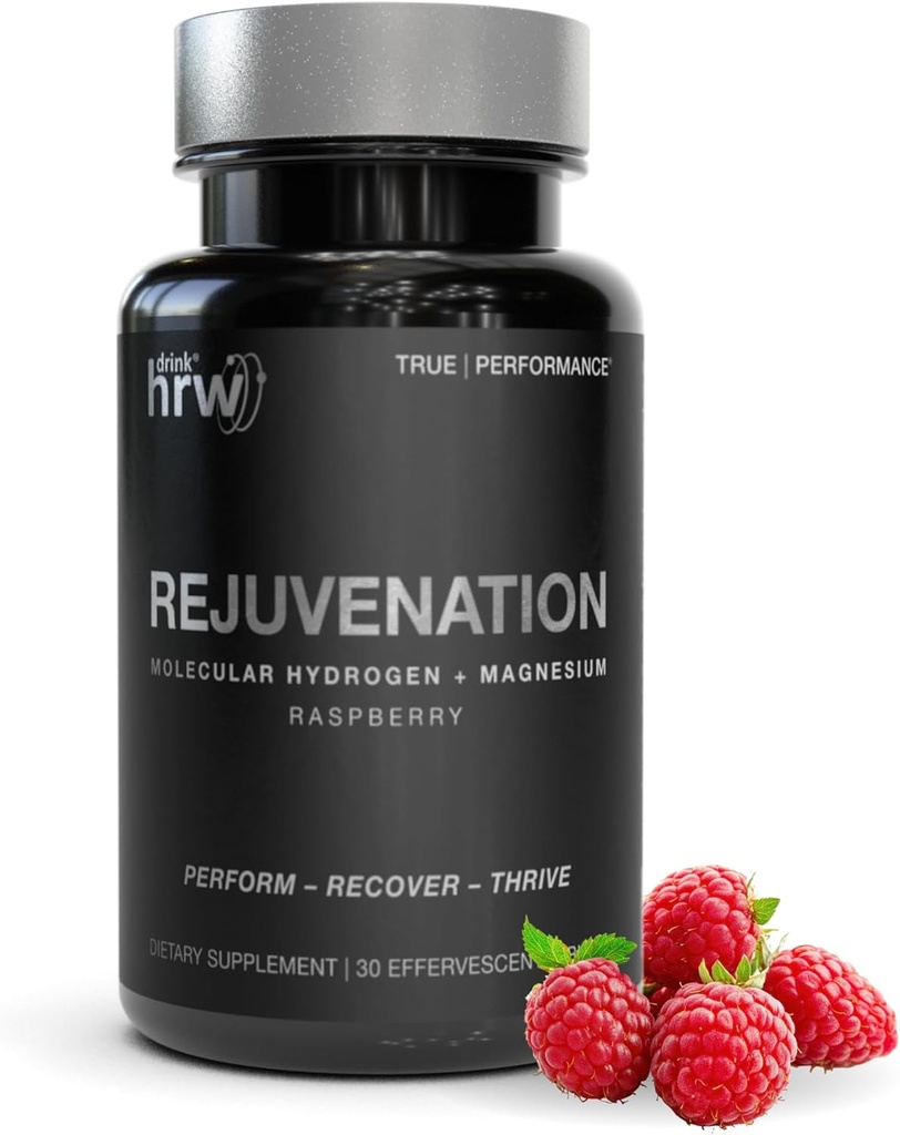 DRINK HRW Rejuvenation Molecular Hidrojen Water Tabletleri: 12 ppm H2 - Hidrojen & Magnezyum Supplement, Supports Energy Production, Recovery, Cognitive Health. Bilgili Spor Onaylı (Raspberry 30ct)