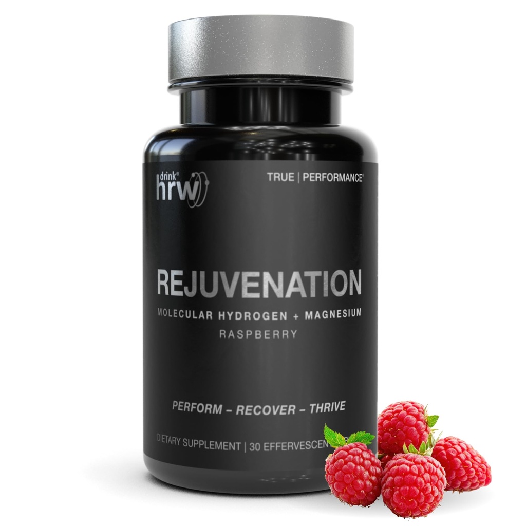 DRINK HRW Rejuvenation Molecular Hidrojen Water Tabletleri: 12 ppm H2 - Hidrojen & Magnezyum Supplement, Supports Energy Production, Recovery, Cognitive Health. Bilgili Spor Onaylı (Raspberry 30ct)