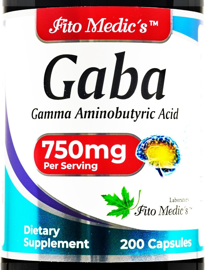 FITO MEDIC'S Lab- GABA, hizmet başına 750 mg, 200 Capsules, GABA Supplements, Ultra yüksek Abors - Amino asitler - GABA Toz - amayric Acid s.