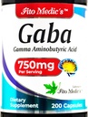 FITO MEDIC'S Lab- GABA, hizmet başına 750 mg, 200 Capsules, GABA Supplements, Ultra yüksek Abors - Amino asitler - GABA Toz - amayric Acid s.