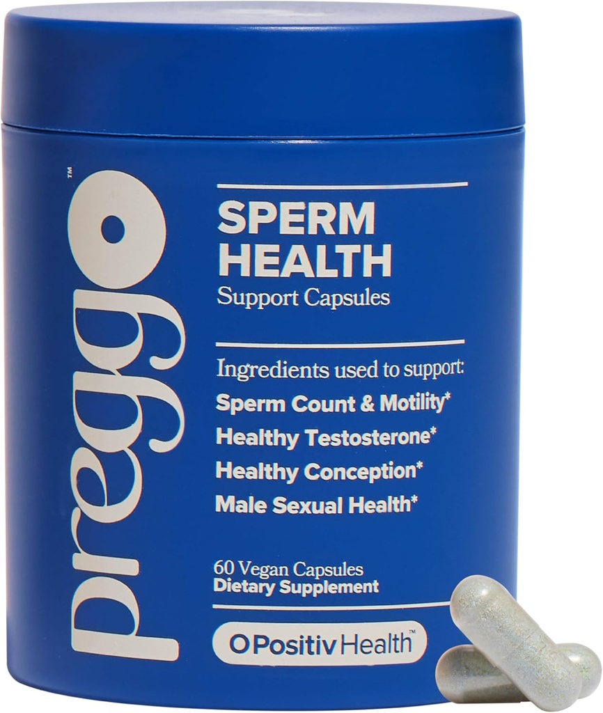O Positiv Preggo Sperm Health Capsules for Men - OBGYN-Formated for Improv Sperm Count & Mottitude with Tongkat Ali, NAC, Alpha Lipoic Acid – Erkek Reproductive Health, 60 Count (küresel Sağlık)