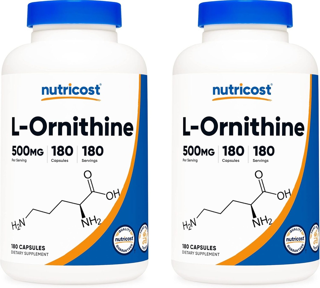 Nutricost L- Ορνιθίνη 500mg; 180 Καψάκια (2 φιάλες)