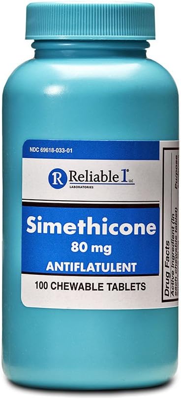 Güvenilir 1 Simethicone 80 mg Anti-Gas 100 Peppermint Tabletleri (1 Şişe)