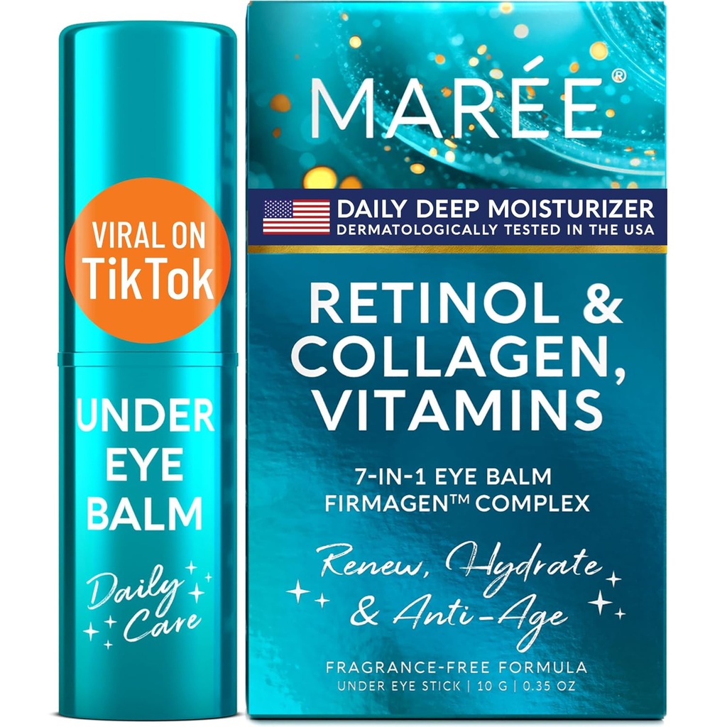 MAREE Under Eye Balm Stick with Retinol & Ceramid Kompleksi - Dark Circles & Wrinkles için Yüz Moistörizer - Under Eye Brightener Stick, Anti Wrinkle Hydrating Face Skincare