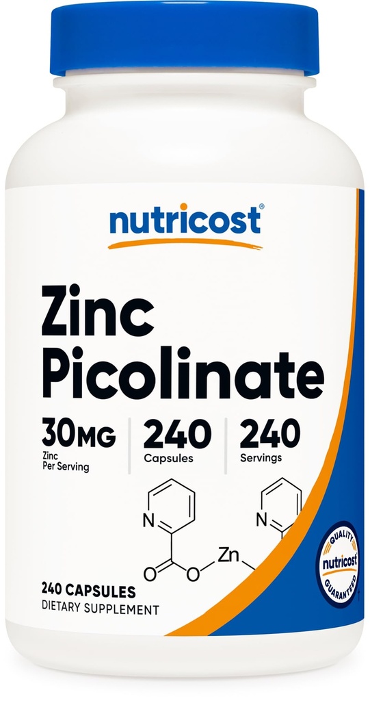 Nutricost çinko Picolinate 30 mg, 240 Capsules - Gluten Free and Non-GMO
