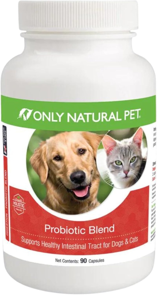 Sadece Doğal Pet Probiyotik Köpek ve Cat Supplement - Digestive & Intestinal Tract Health Enzyme Formula, Puppy & Canine Digestive Support, Stomach Relief & Gas Aid için En İyi - 90 Capsules.