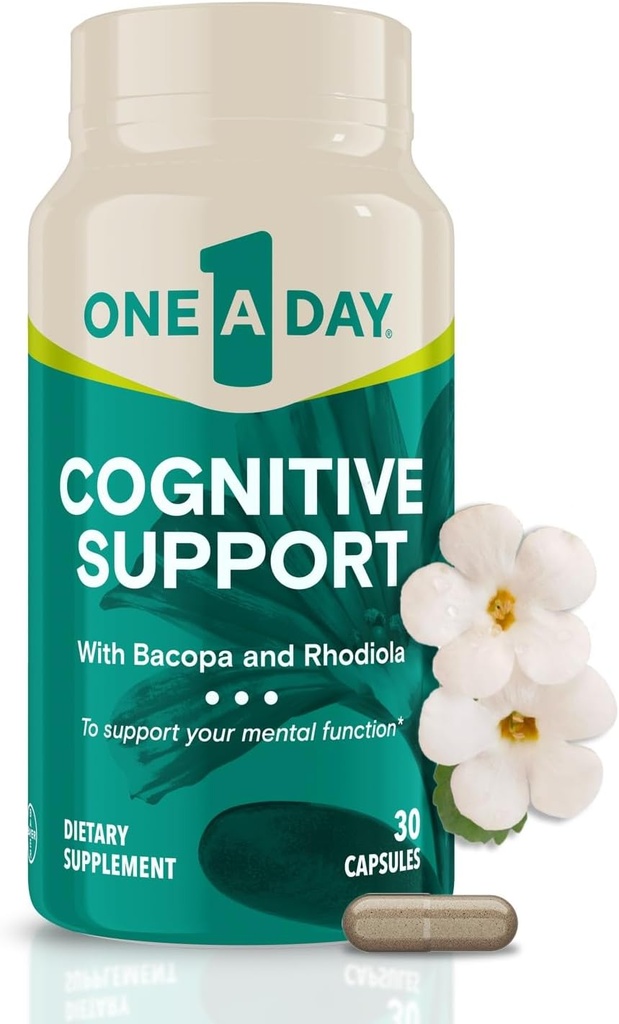 One A Day Cognitive Supplement – Brain Supplement to Support Cognitive Performance for Men and Women with Bacopa. Also includes Rhodiola, & Holy Basil, 30 Capsules (Packaging May Vary)