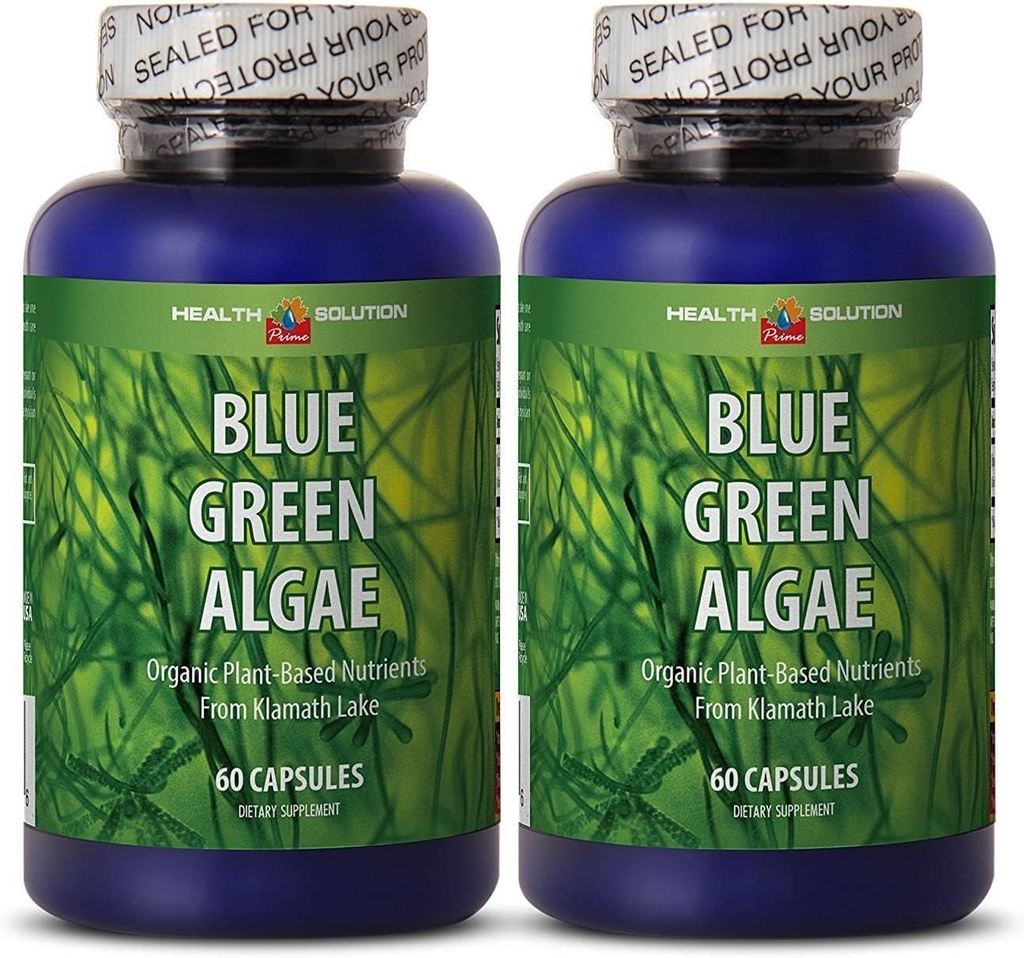 mavi yeşil algler - Klamath Gölü'nden BLUE ALGAE 500MG - antioksidan beslenme takviyeleri, spirulina ekstra hap gücü, kadınlar için enerji hapları bağışıklık artışı - 2 Bot 120 Capsules