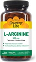 Country Life L-Arginine Caps με βιταμίνη B-6, 500mg, 200 Vegan Caps, Certified Gluten Free, Certified Vegan
