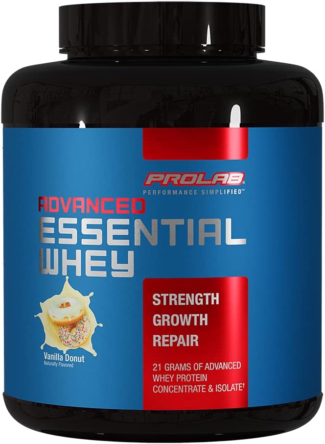 ProLab Advanced Essential Whey Protein Toz, Whey Yoğun ve Isolate Mix, 21g Protein, BCAAs, Digestive Enzymes, Muscle Support & Recovery (Vanilla Donut)