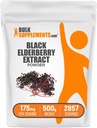 BulkSupplements.com Elderberry Extract Powder - Earderberry Sourced from Black Elderbrry, Immune Support Supplement - Gluten Free - 175mg per Serving, 500g (1.1 lbs) (Συσκευασία των 1)