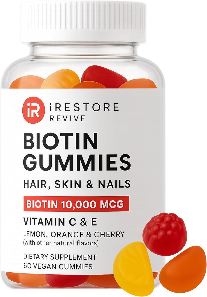 iRestore Hair G Vitamins, Vegan Biotin Gummies for Hair Skin and Nails Gummies, Saç Gummies, Biotin Vitaminleri Saç Yaşları için Biyotin Gummies, Biotin 10000