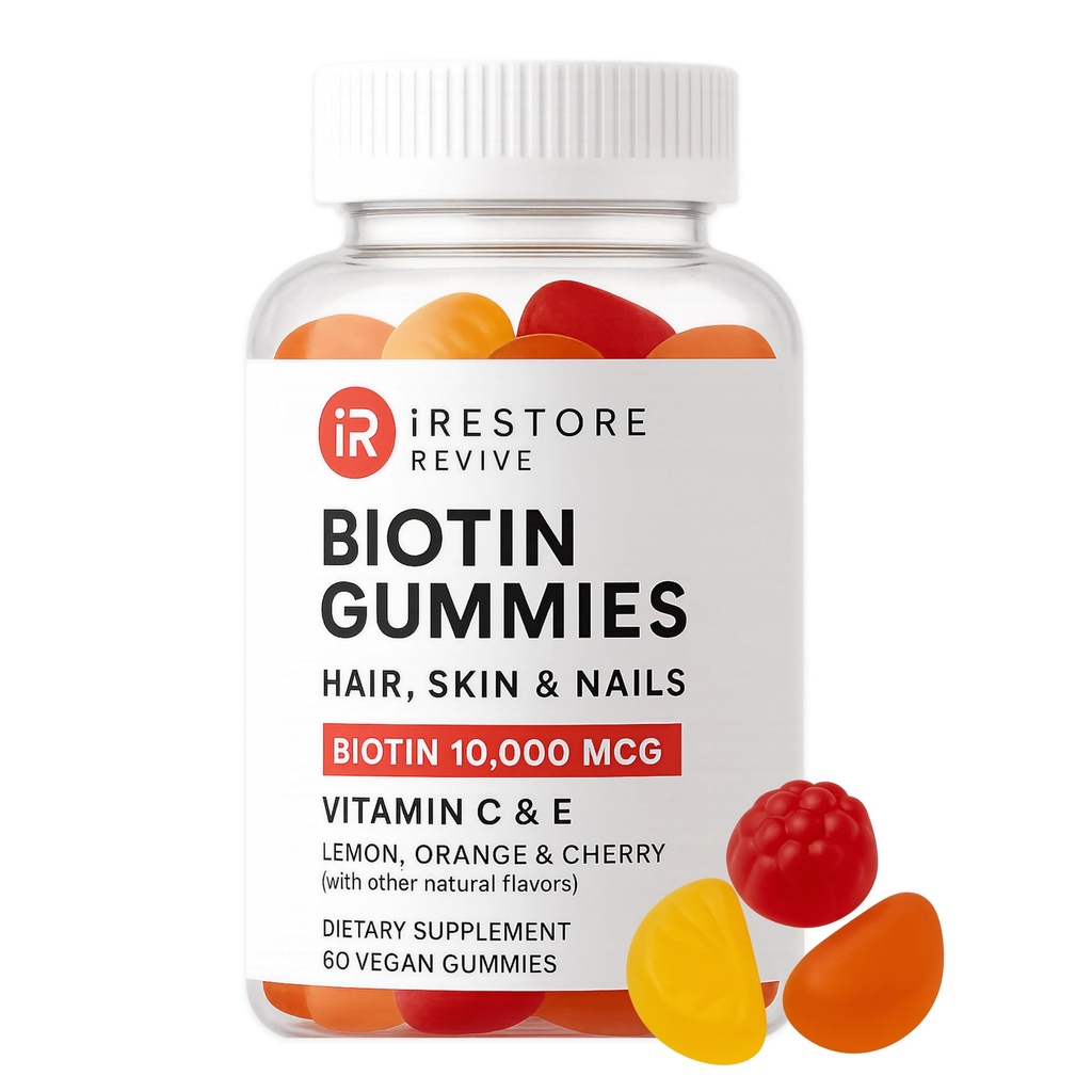 iRestore Hair G Vitamins, Vegan Biotin Gummies for Hair Skin and Nails Gummies, Saç Gummies, Biotin Vitaminleri Saç Yaşları için Biyotin Gummies, Biotin 10000