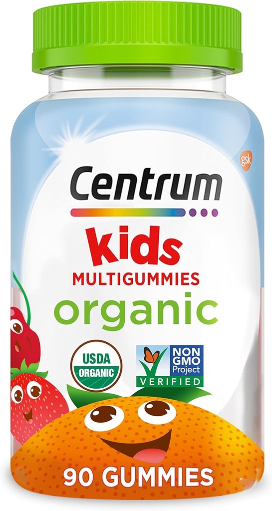 Centrum Kids' Organic Multigummies, Kids Multivitamin Gummies, Immune Support, Muscle Function, and Brain Health - 90 Count Count