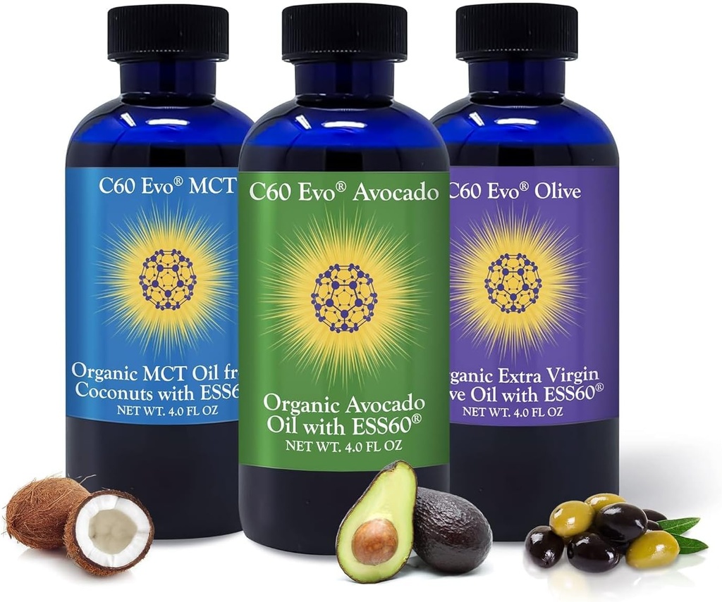 All-Doğal Edible Oils, 4oz Örnekr Pure C60 ESS60, Immune Support and Joint Support Supplement with Olive Oil, Aoka Oil & MCT Coconut Oil, Set of 3, 4 oz