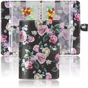Hennaja Pill Organizer Book,Pill Pouches Clear Plastik Pill Çanta Self Sal Travel Medicine Organizer Storage (1-Black Rose)