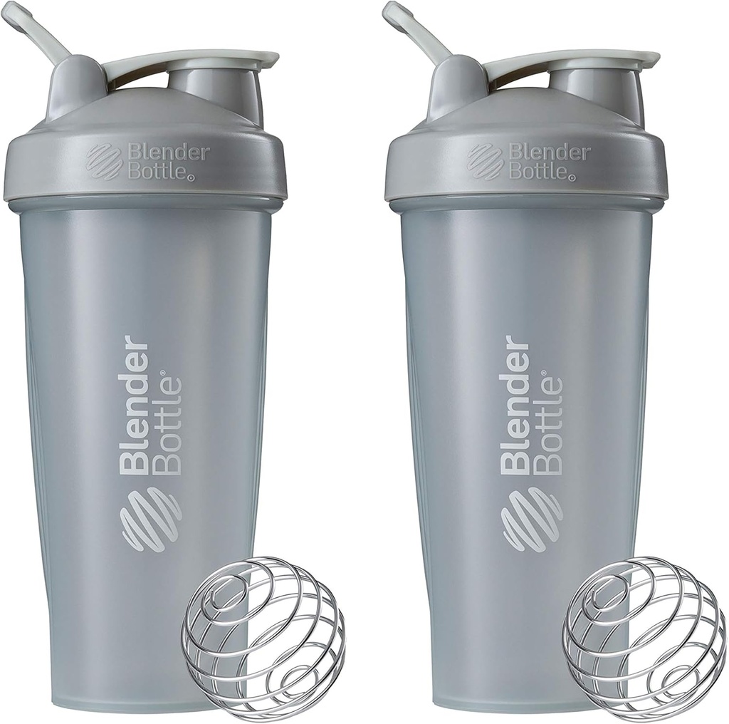 BlenderBottle Classic Shaker Şişe Protein Shakes ve Pre Workout, 28-Ounce (2 Pack), Pebble Grey