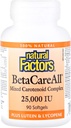 Doğal Faktörler, BetaCareAll 25, IU, Vitamin A for Health Skin, Vision ve Immune Function, 90 Softgels
