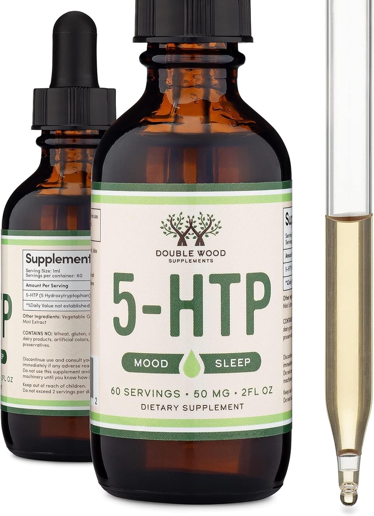 5HTP Υγρές σταγόνες - More Απορροφήσιμες και αποτελεσματικές από 5 κάψουλες HTP (60 Υπηρεσίες των 50mg 99%+ 5-HTP) Σεροτονίνη συμπλήρωμα για Mood, Sleep, και χαλάρωση από Double Wood