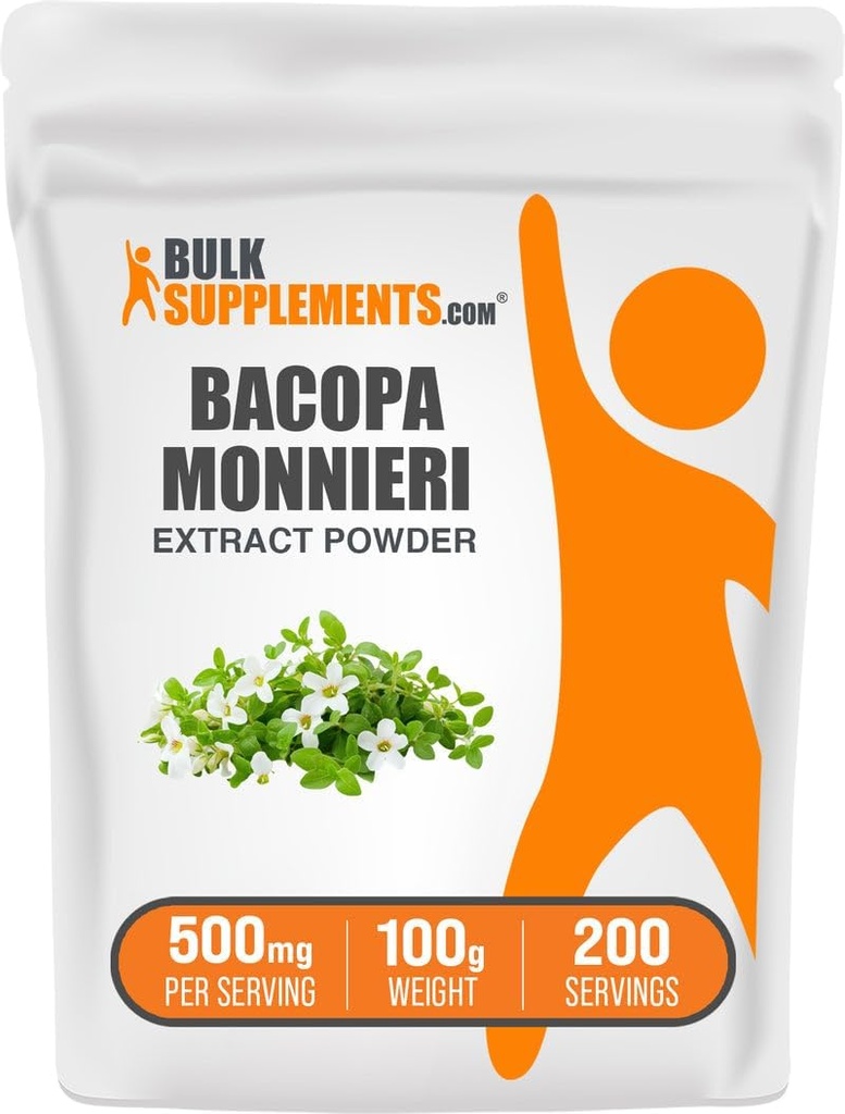 BulkSupplements.com Bacopa Extract Toz - Bacopa Monnieri Supplement, Herbal Supplement - Vegan & Gluten Free, 500 mg per Service, 100g (3.5 oz) (Pazar 1)