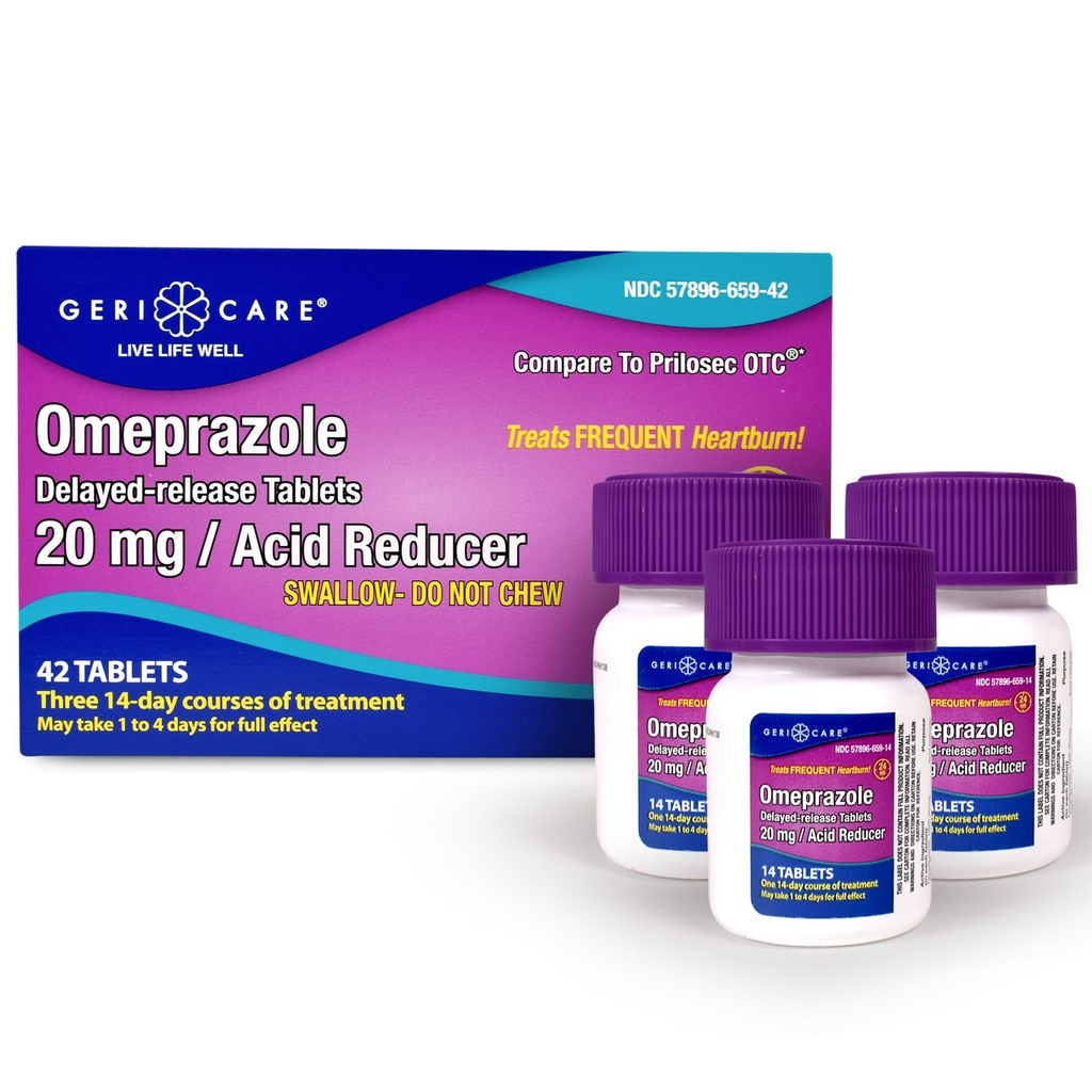 BackCare Omeprazole Gecikmiş Yayın Tabletleri 24 Saat Kalpburnu Yardım- Asit Reflux Tıpı Frequent Heartburn- Anti-Acid Relief Tabletleri 42 Kont)