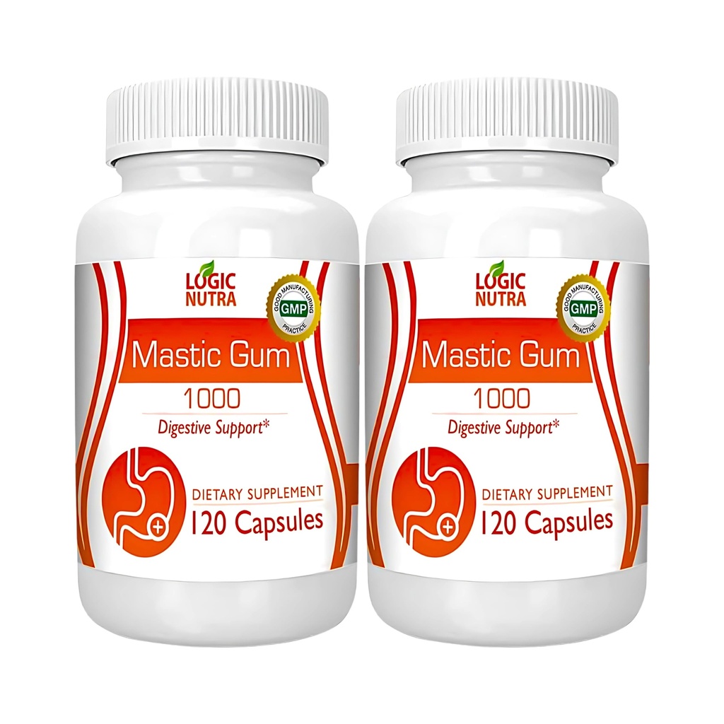 Mastic Gum Capsules - Natural Gastrointestinal Support Supplement, 1000 mg Per Service - 120 Capsules (2 Şişe)