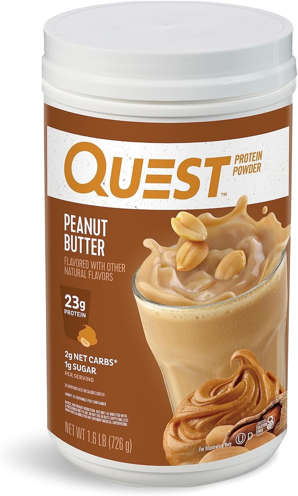 Quest Διατροφή σε σκόνη πρωτεΐνης φυστικοβούτυρο, 23g πρωτεΐνη, 1g ζάχαρη, χαμηλή υδατάνθρακες, χωρίς γλουτένη, 1,6 λίρα, 23 εξυπηρετούν