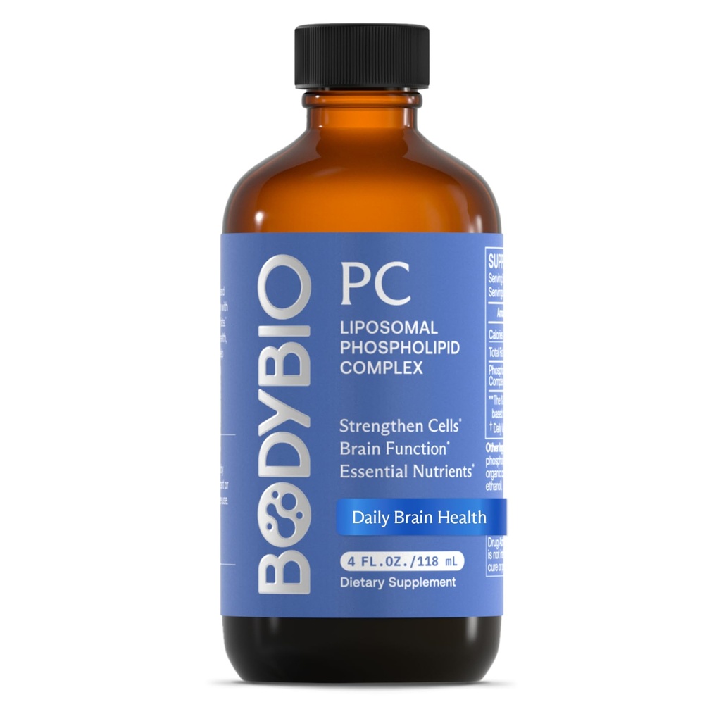 BodyBio PC - Phosphatidylcholine για την υγεία του εγκεφάλου, ψυχική σαφήνεια, Γνωστική λειτουργία, Κυτταρική Επισκευή & Υγιεινή γήρανση, Phospholipid Complex Supplement for Gentle Daily Detox