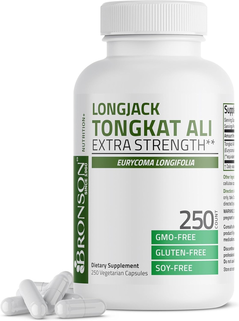 Bronson Longjack Tongkat Ali Ekstra Kuvvet, 250 Vegetarian Capsules