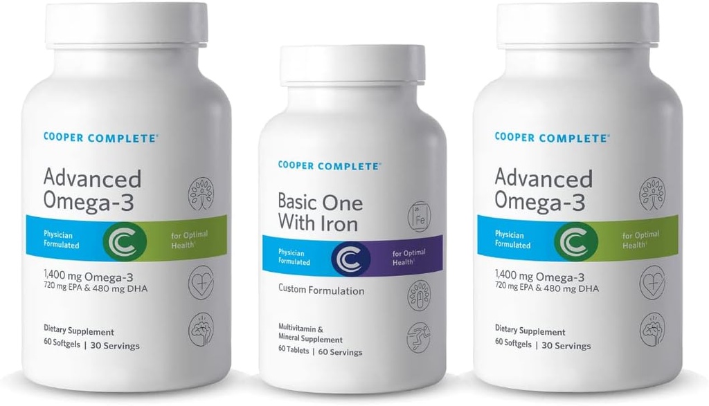 Cooper Tamam - Demir ile Temel Bir Multivitamin - Daily Multivitamin ve Mineral Supplement Plus Fish Oil Supplement - 60 Day Supply
