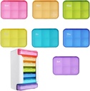 7 Piece Set Pill Organizer 6 φορές την ημέρα, Weekly Pill Case, Hill Organizer with Labels, Travel Pill Dispenser 7 Day with 42 Copartments for Medication/Vitamin/Fish Oil/Supplements - Χρώματα Ουράνιου Τόξου