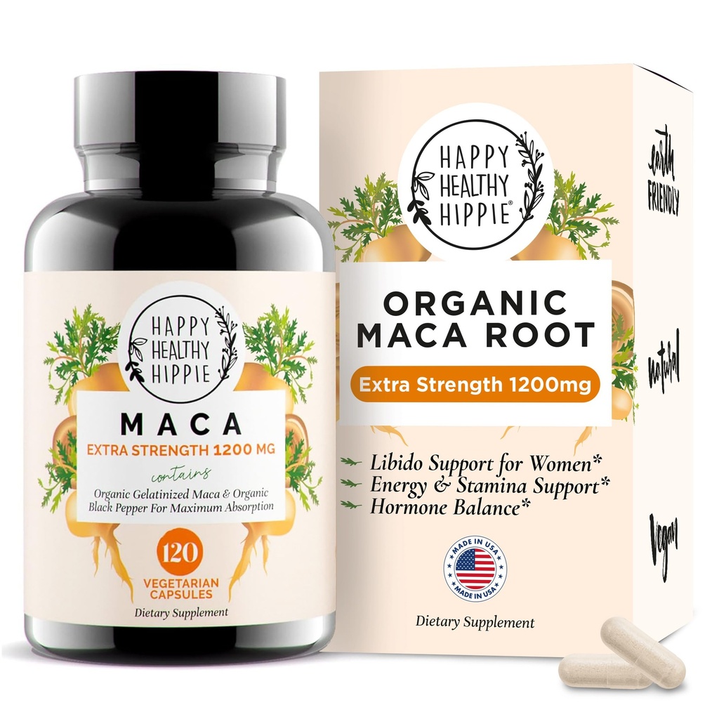Organik Maca Root Capsules 1200 mg - Kadın Hızlı Yasası ve Potent | Peru'dan Aphrodisiac Supplement | Enerji Pilleri | Yüksek Absorpsiyon için Siyah Pepper'ı içerir | Vegan, 120 Ct