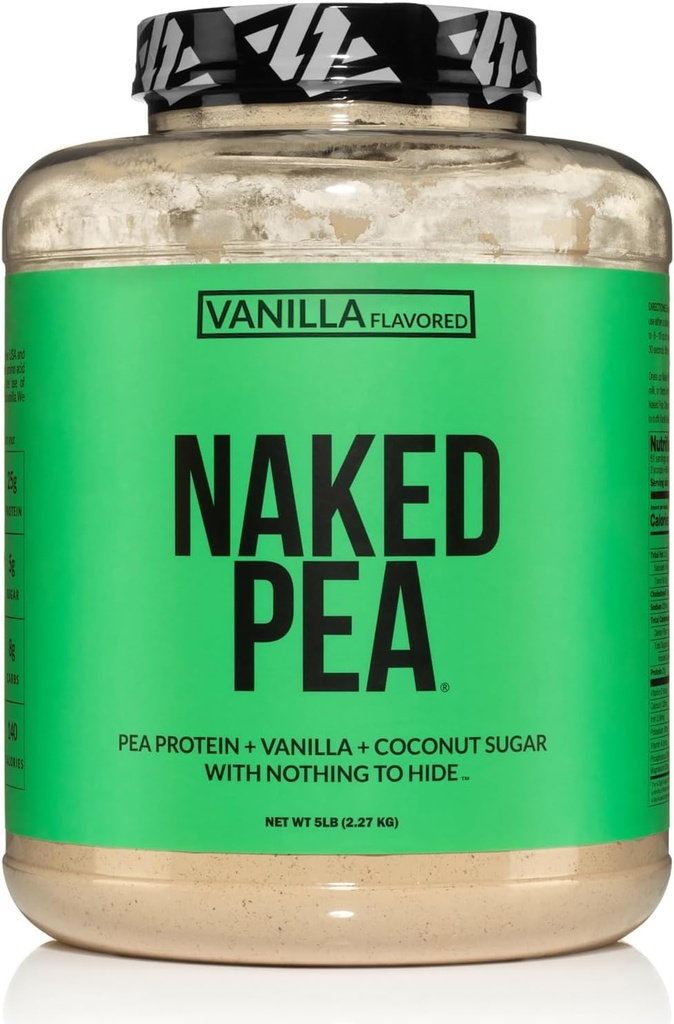 NAKED Pea - Vanilla Pea Protein - Pea Protein Isolate from North American Farms - 5lb Bulk, Plant Based, Vegetarian & Vegan Protein. Easy to Digest, Non-GMO, Gluten Free, Lactose Free, Soy Free