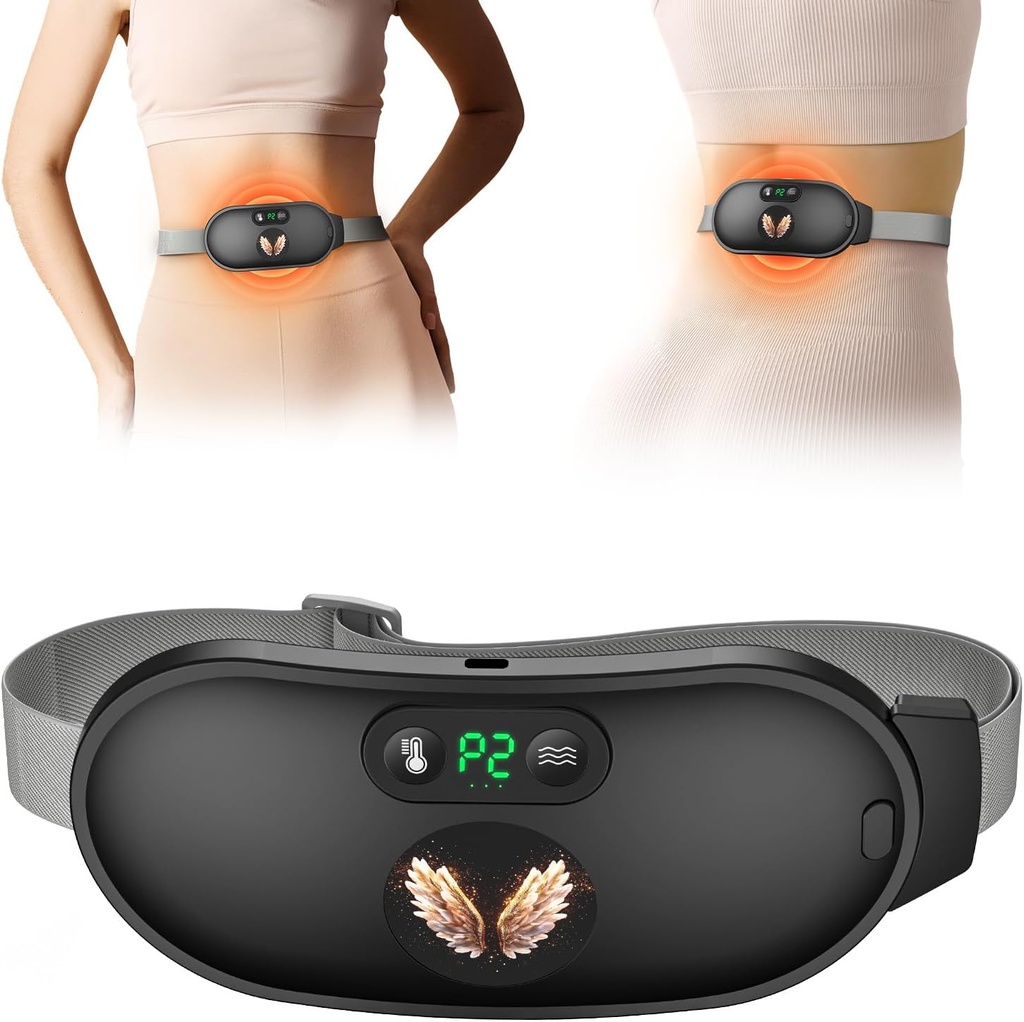 Θέρμανση Pad για την περίοδο Cramps, γρήγορη θέρμανση με 6 επίπεδα θερμότητας και 6 Massage Modes, Portable Cordless Menstrual Θέρμανση Pad, Επιστροφή ή Belly Period Massager για γυναίκες και κορίτσια, Μαύρο