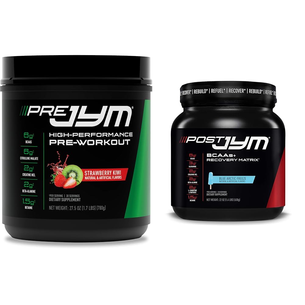 JYM Supplement Science PRE JYM 30 Hizmet - BCAA'nın, Glutamine, Kretine HCL, Beta-Alanine ve More, Blue Arctic Freeze, 30 Hizmet, 22 Oz