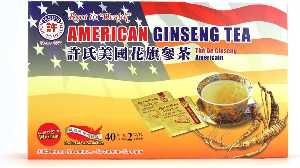 Hsu'nun SKU 1038 Amerikan Rule Çanta 40 ct Box 花旗參茶 G Wisconsin-Grown