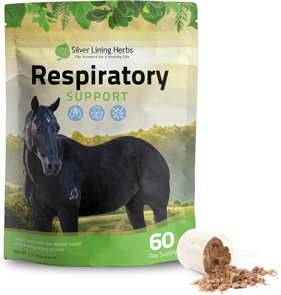 Silver Lining Herbs Respiratory Support Supplement for Horses - At Supplements for Lung Cleanse & Respiratory Health - Great for Lung Function, Breathing & Clear Airways - 1 lb 60-Day Supply