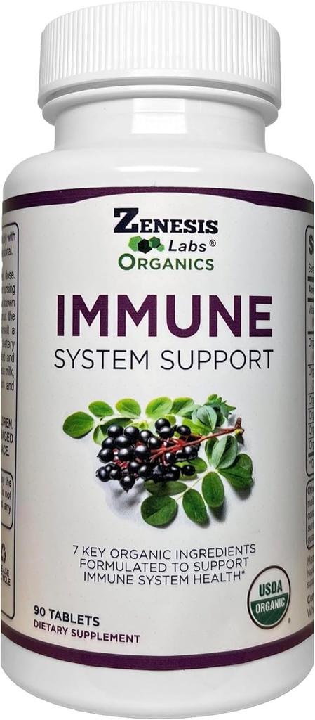Zenesis Labs Organik Immune Support Supplement Vitamin C, Moringa, Elderberry, Astragalus, Oregano, Ginger, Supply (90 Tablet, 30 Day Supply)
