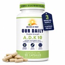 Daily Vites ADK 10 Διπλή Δύναμη (10.000 eu) Βιταμίνες A1, D3 & K2 (ως MK7) - Φυσικός Φόρμουλα Οστού & ανοσοποιητικού Συστήματος Συμπλήρωμα Υποστήριξης - Χωρίς γλουτένη, Μη ΓΤΟ - 90 Χορτοφαγικές Κάψουλες