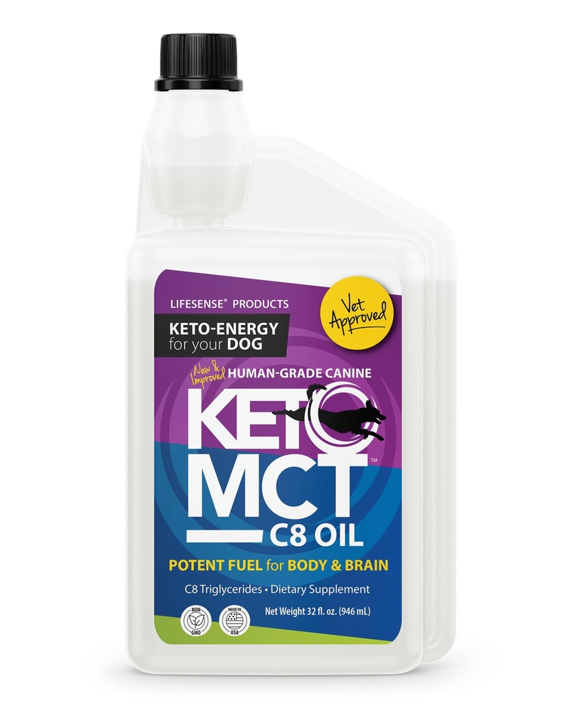 LifeSense C8 MCT Köpekler için petrol, Keto-Friendly, Plantd from Coconut Oil, Human Grade, 32 oz, ABD'de Doktor Beslenme, Köpek Optimal Yakıtı