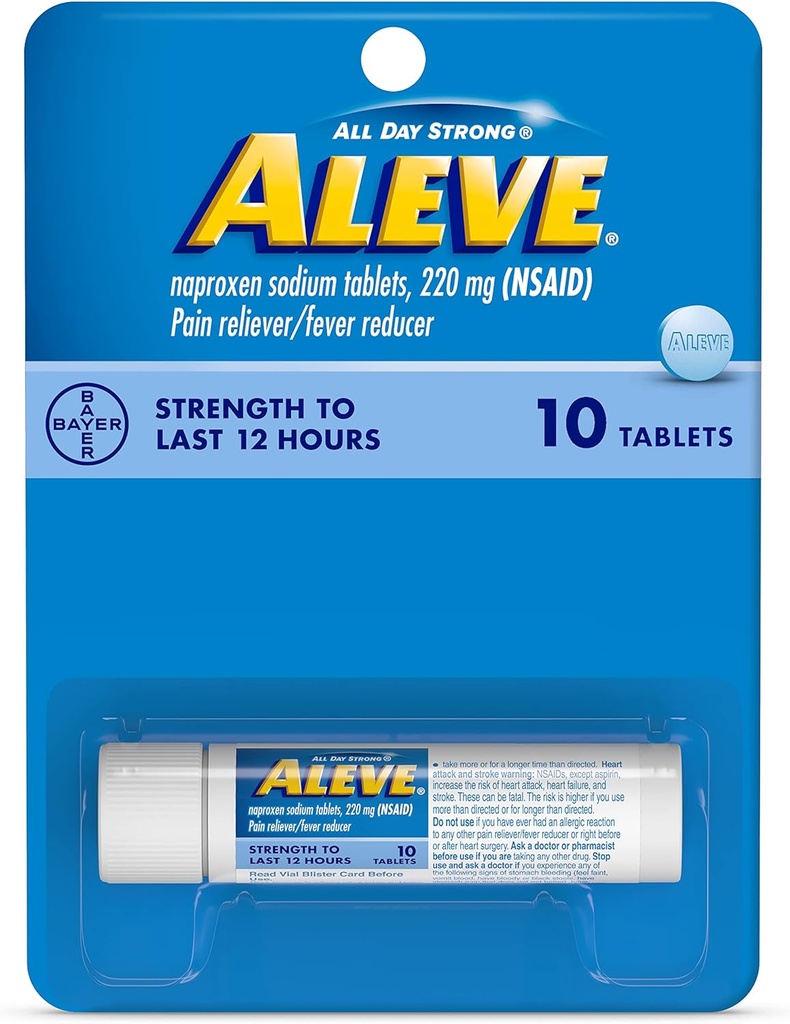 Aleve Tabletleri Naproxen sodyum 220 mg NSAID Pain RelieverFever Function, 10 Count