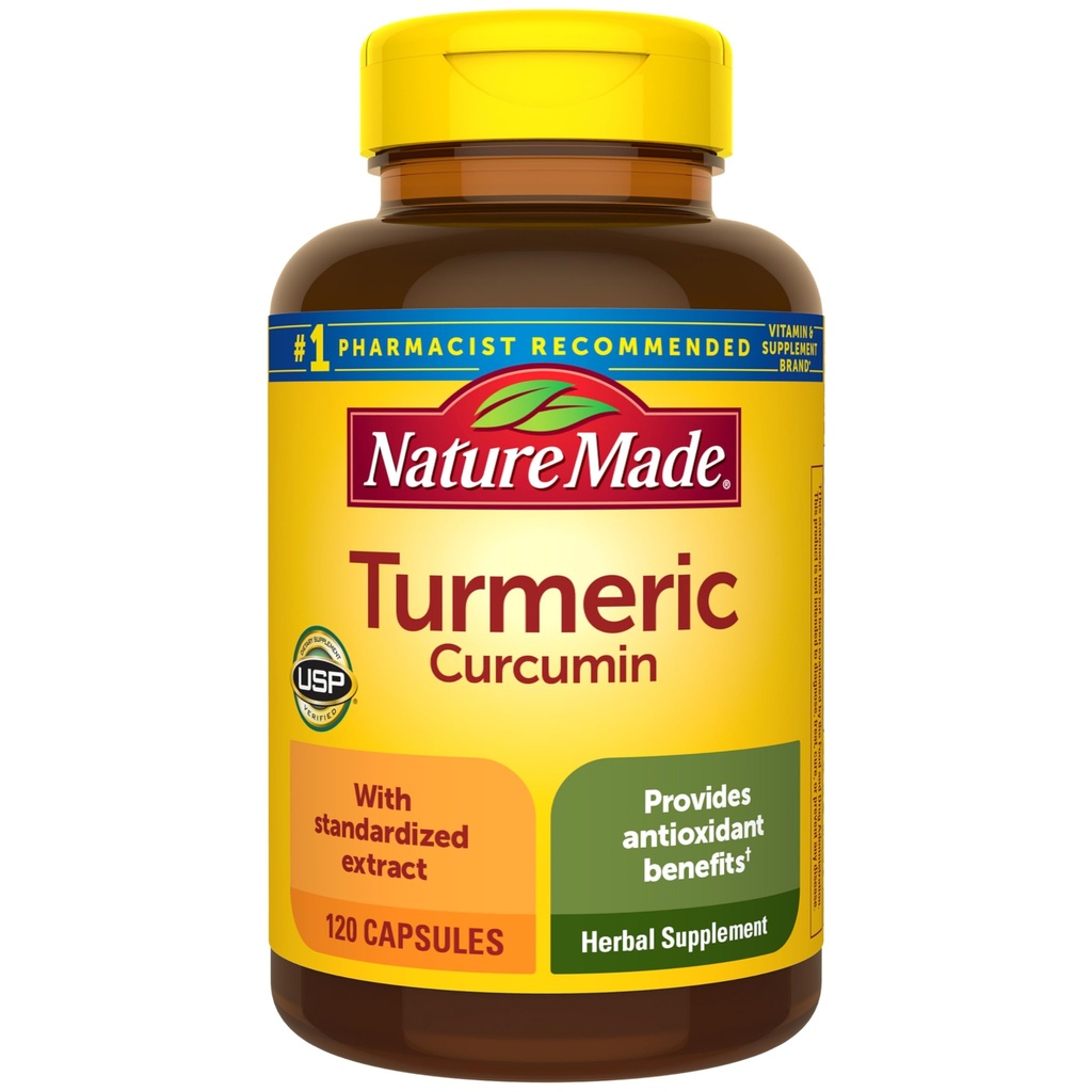 Doğa Made Turmeric Curcumin 500 mg, Antioksit Desteği için Herbal Supplement, 120 Capsules, 120 Day Supply