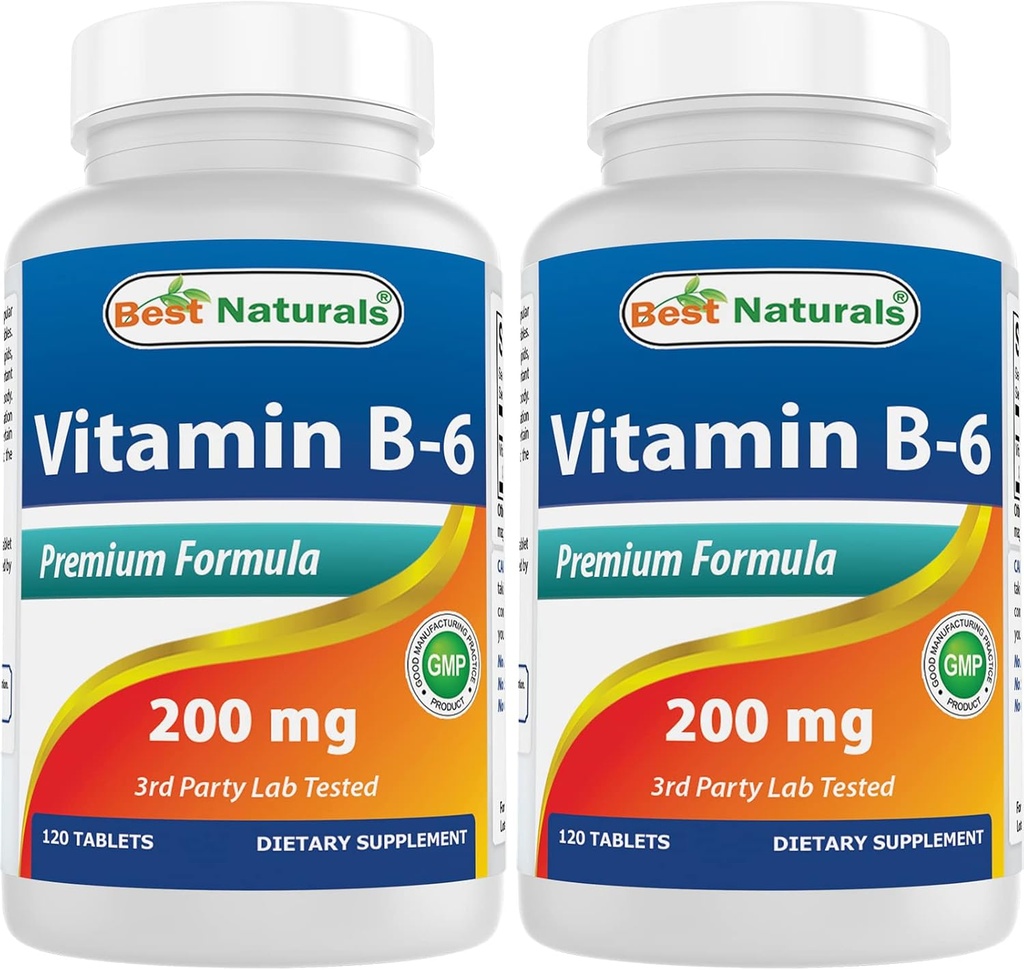 Best Naturals Βιταμίνη b6 200mg για ενήλικες, 120 δισκία (120 Count (Pack of 2))