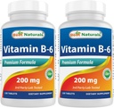 Best Naturals Βιταμίνη b6 200mg για ενήλικες, 120 δισκία (120 Count (Pack of 2))