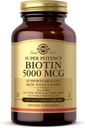 Solgar Biotin 5000 mcg - Προώθηση υγιεινού δέρματος, νυχιών & μαλλιών - Υποστηρίζει την παραγωγή ενέργειας, πρωτεΐνη, υδατάνθρακες & λιπώδης μεταβολισμός - βιταμίνη Β - μη ΓΤΟ, Vegan, χωρίς γλουτένη - 100 εξυπηρετούν, χωρίς γεύση, Τυποποιημένη συσκευασία, 100 Μέτρα