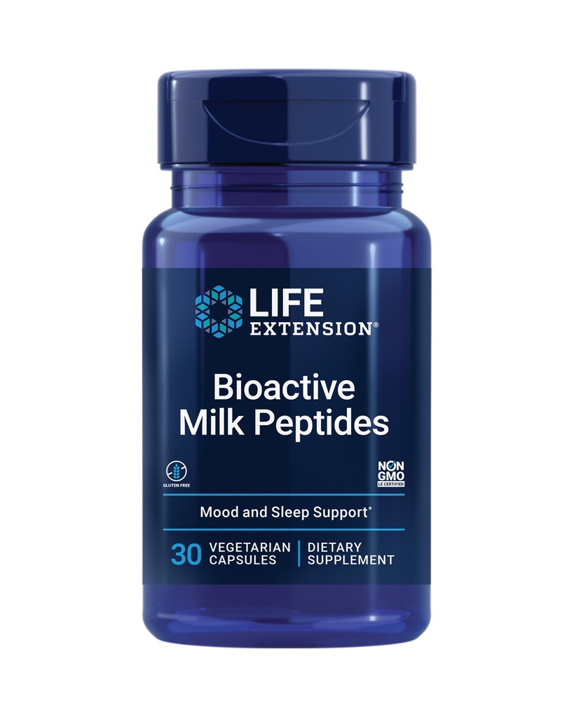 Life Extension Bioaktif Süt Peptides, Sağlıklı Mood Support, Sleep Supplement, Relaxation, Milk peptidler, Casein decapeptid, Hormon-Free, Gluten-Free, Non-GMO, Vegetarian, 30 Capsules