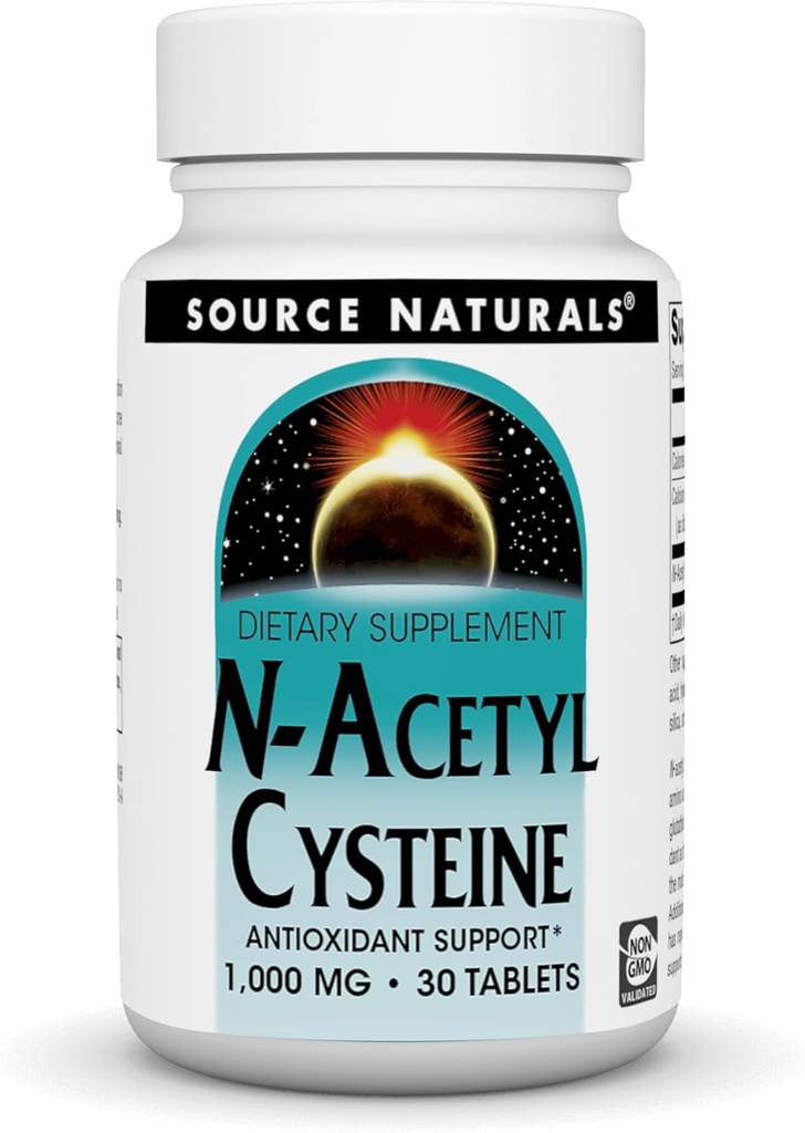 Source Naturals N-Acetyl Cysteine Antioksi Support 1000 mg Diyeter Supplement That Supports Respiratory Health* - 30 Tablets