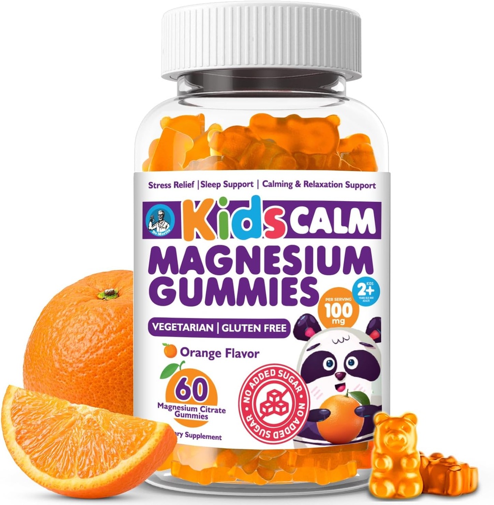 Dr. Moritz Calming and Relaxing Kids Magnezyum Gummies, Non-GMO ve Low Sugar Magnezyum Kids Chewy Supplements, Sleep Gummies Kids, Orange Flavor
